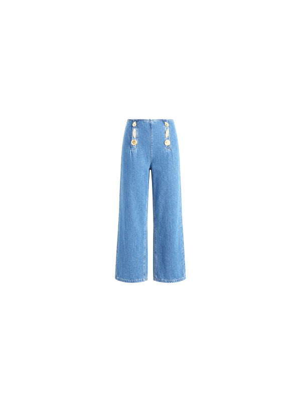 Pantalone con bottoni oro