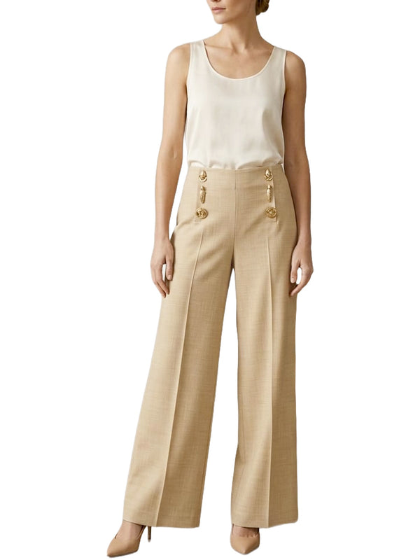 Pantalone con bottoni oro