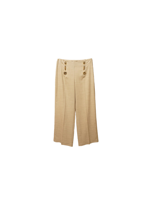 Pantalone con bottoni oro