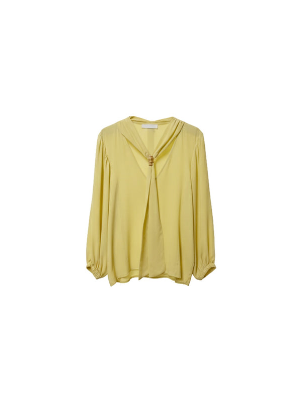 Camicia con maniche a sbuffo e sciarpa