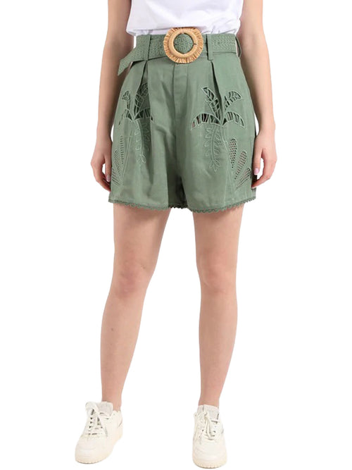 Shorts con inserti sangallo