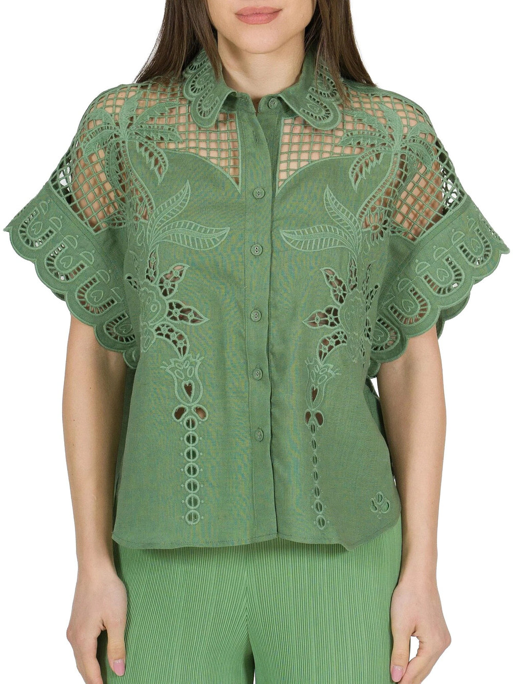 Camicia con inserti sangallo
