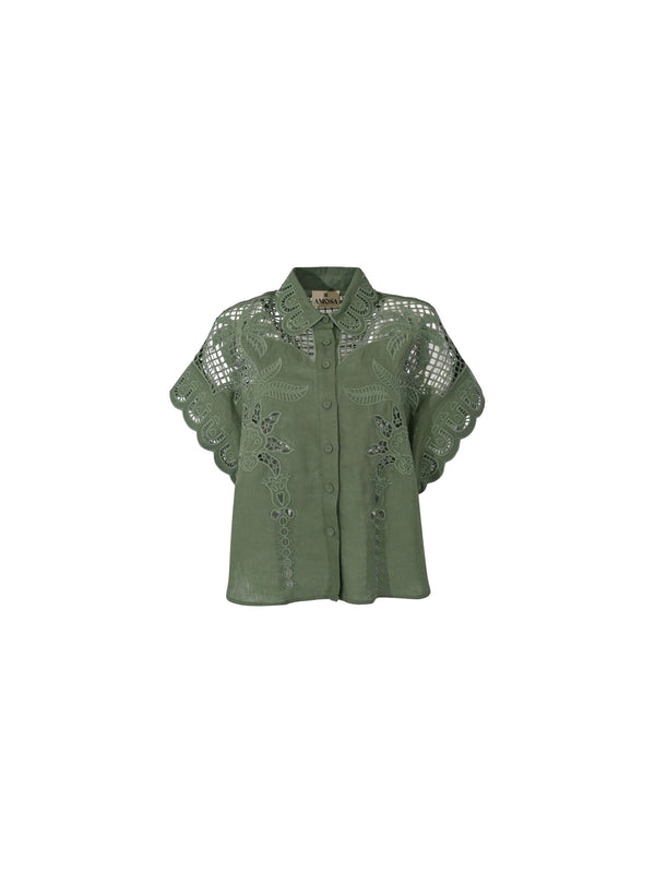 Camicia con inserti sangallo