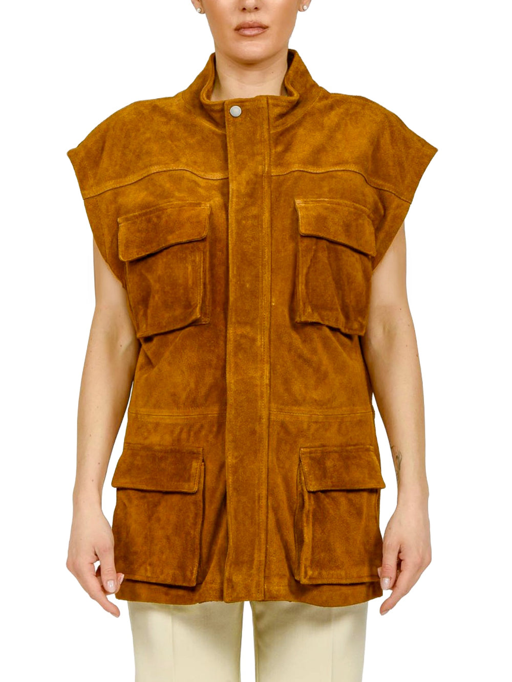 Gilet oversize in camoscio