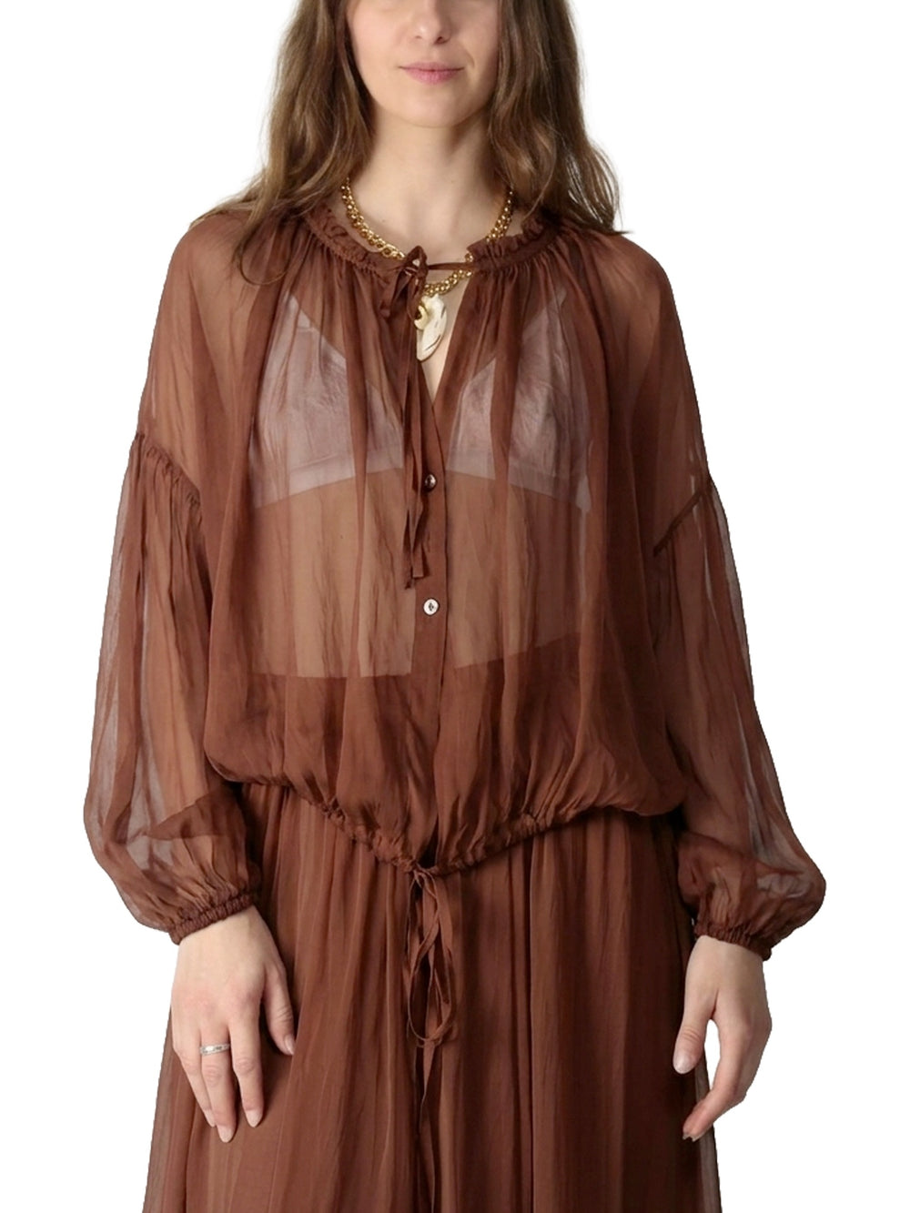 Camicia cropped in mussola