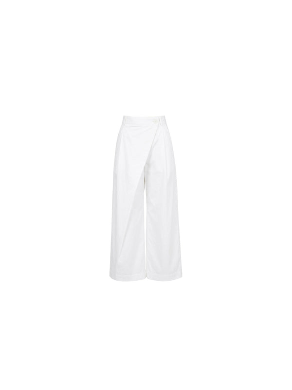 Pantalone asimmetrico con bottone