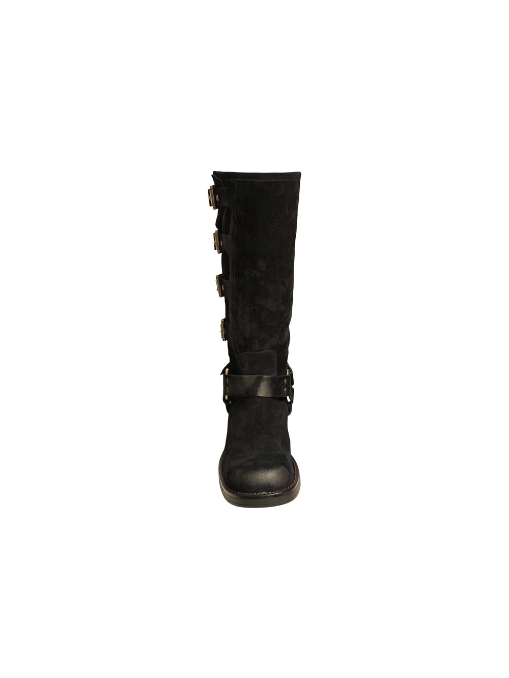 Bottes de motard en daim à plusieurs boucles
