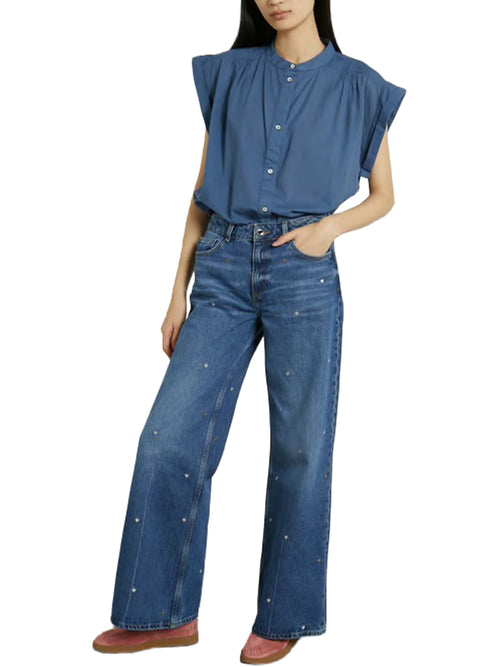 Camicia smanicata a righe