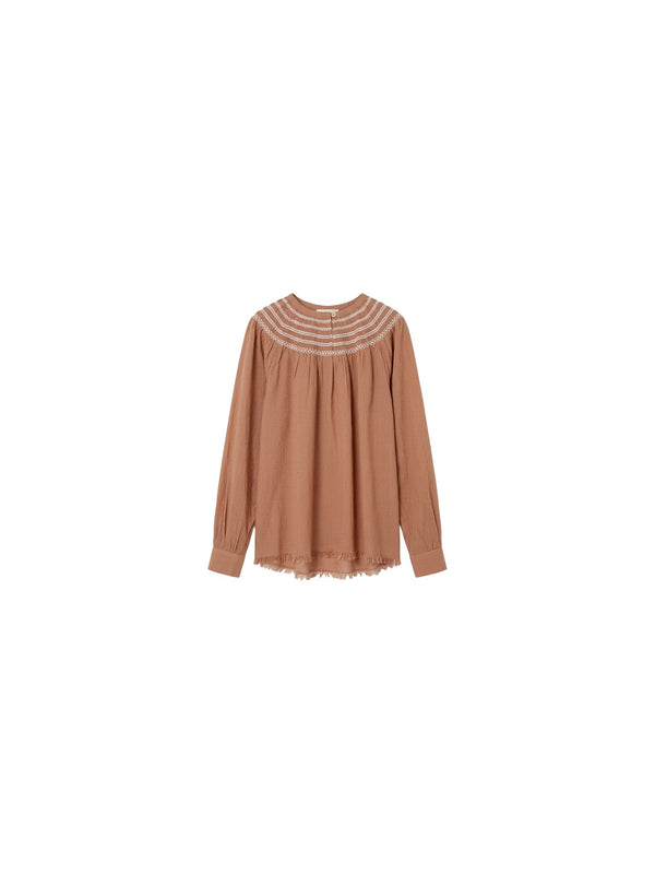 Camicia ricamata a manica lunga