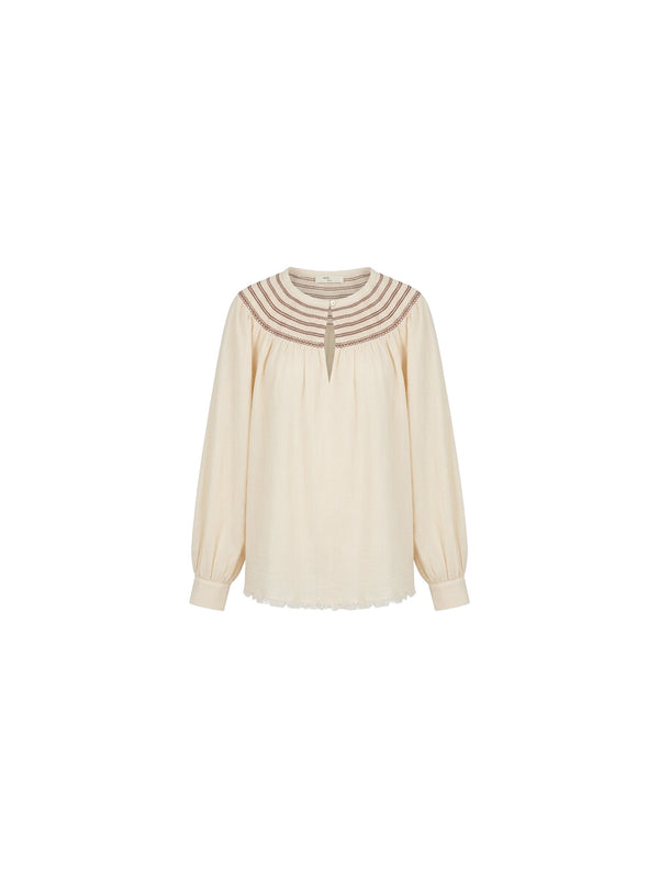 Camicia ricamata a manica lunga