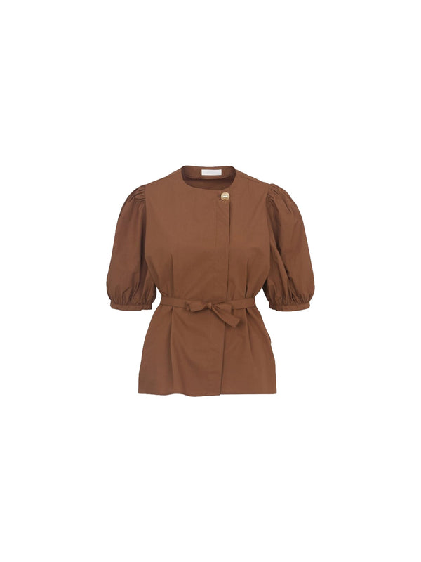 Camicia con maniche a sbuffo e cintura