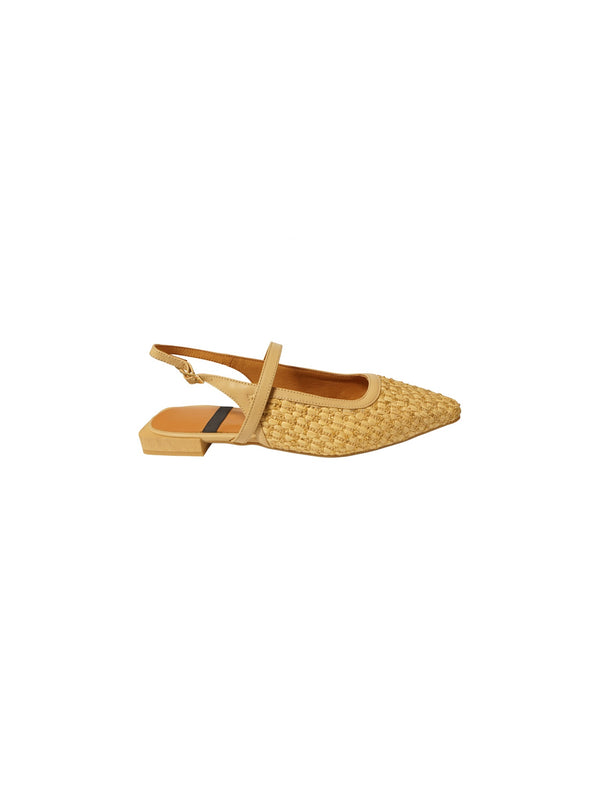 Slingback con cinturino in raffia