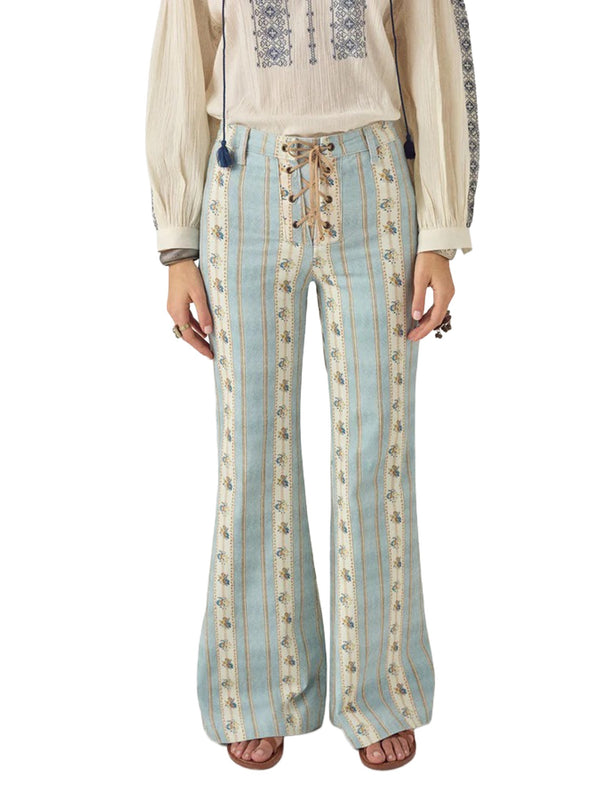 Pantalone a righe floreali