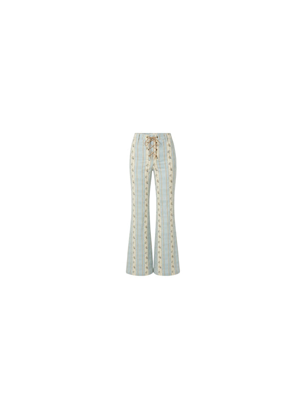 Pantalone a righe floreali