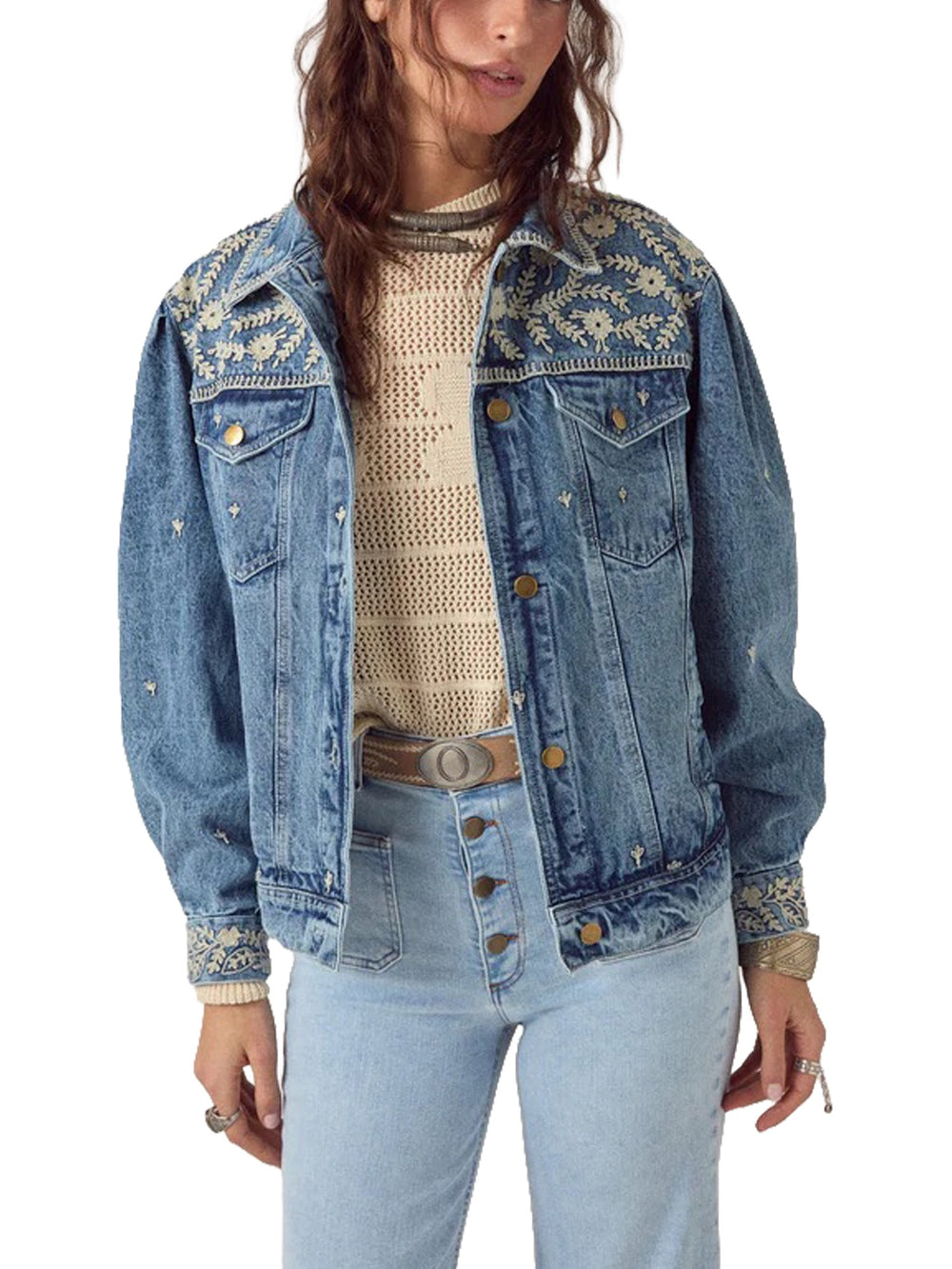 Giubbino denim ricamato