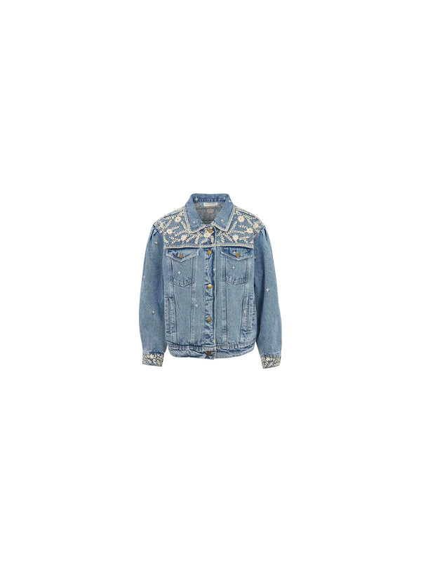 Giubbino denim ricamato