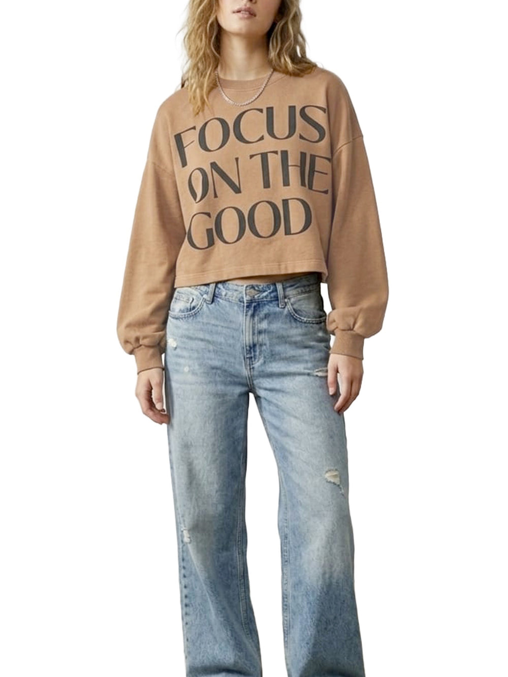 Felpa cropped con stampa