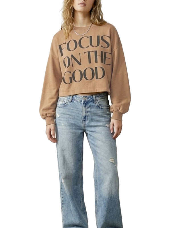 Felpa cropped con stampa