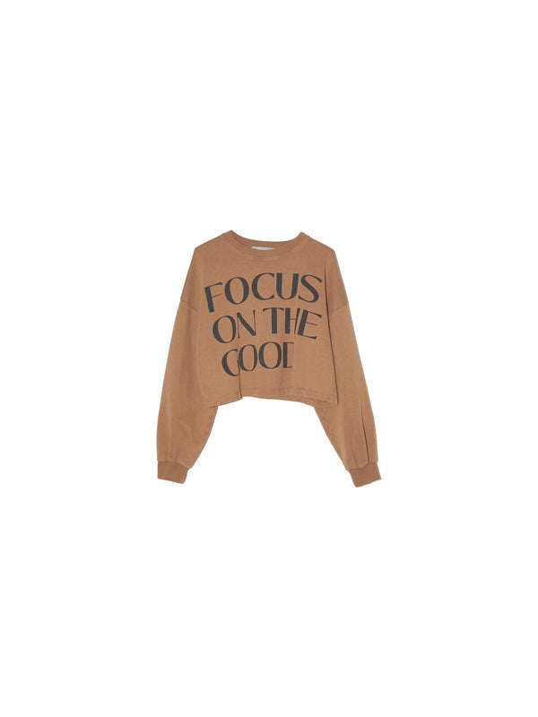 Felpa cropped con stampa