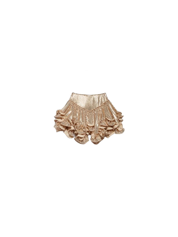 Sequin miniskirt with ruffles