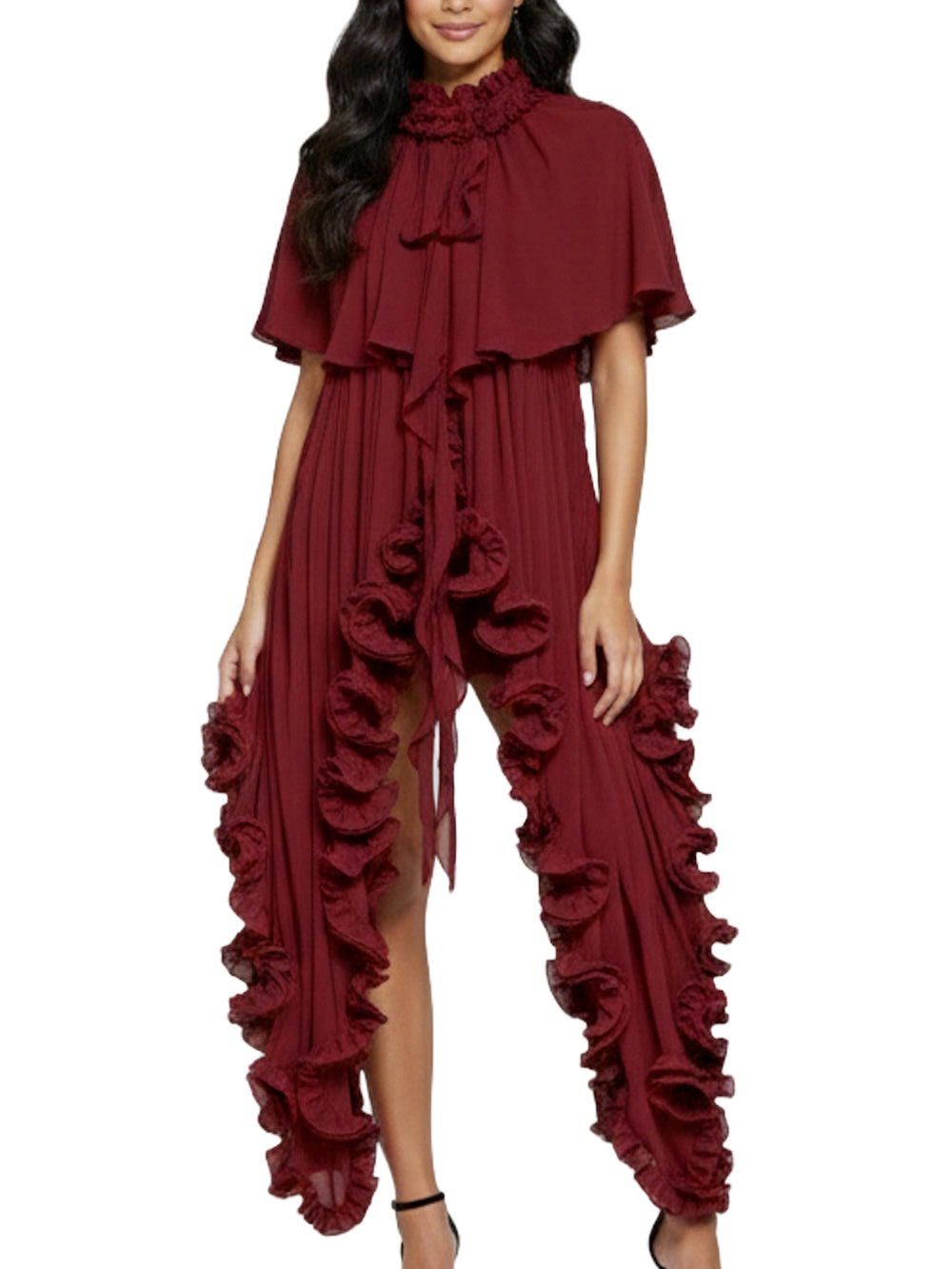 Flowing blouse with ruffled details