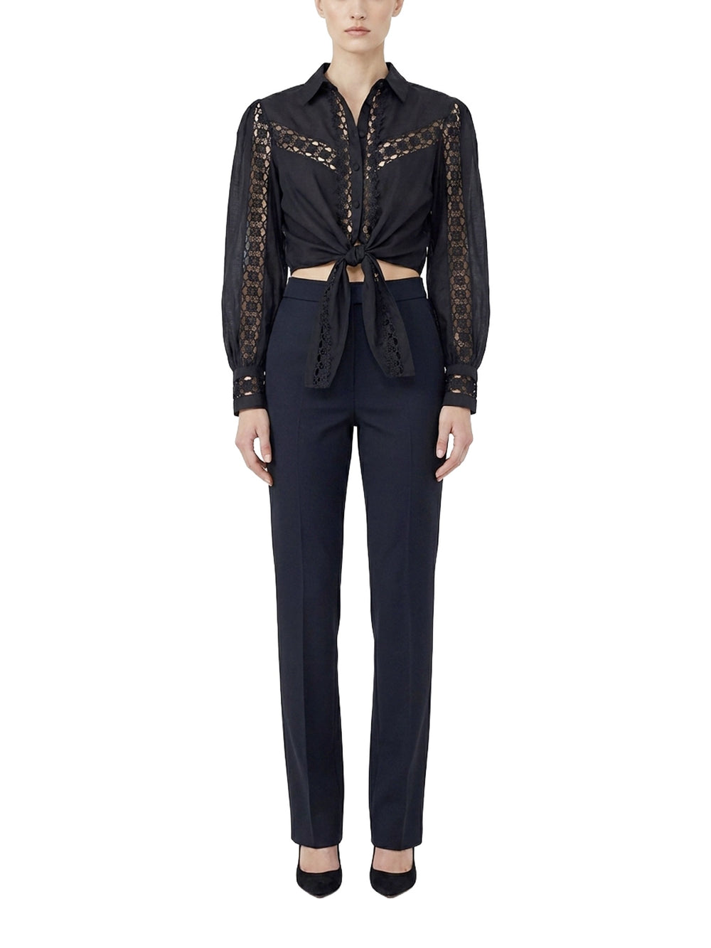 Camicia cropped in pizzo