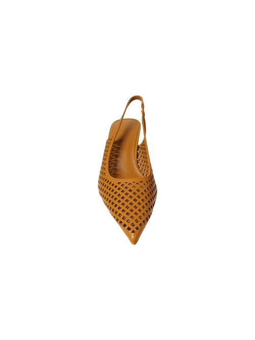Décolleté slingback in pelle a rete