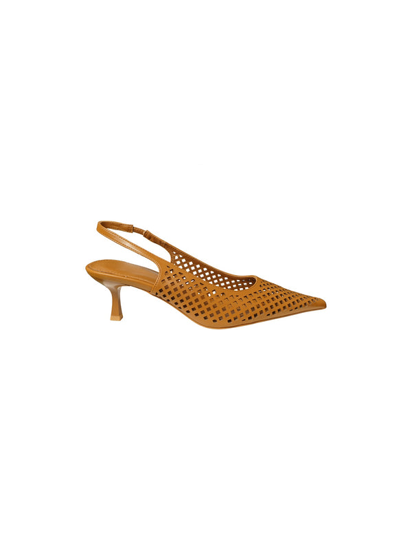 Décolleté slingback in pelle a rete