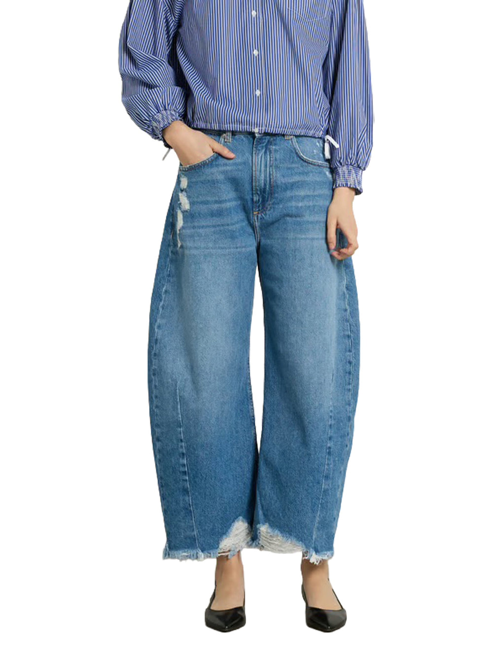 Jeans carrot sfilacciato
