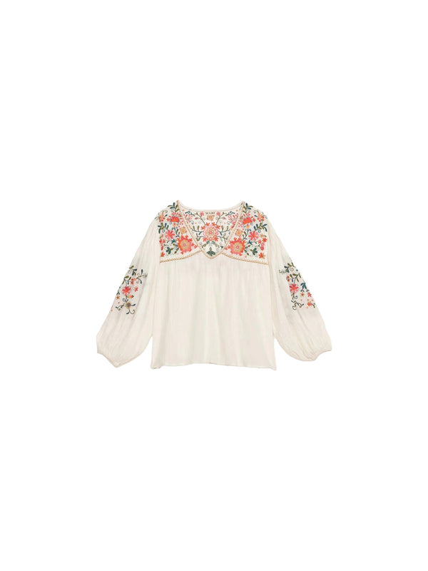 Camicia con ricami floreali