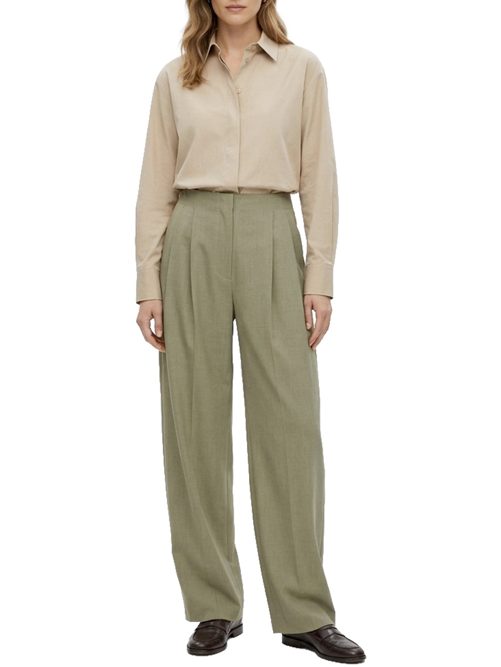 Pantalone largo con pence