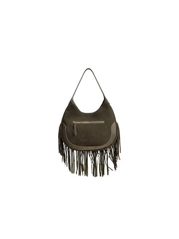 Borsa in camoscio con frange