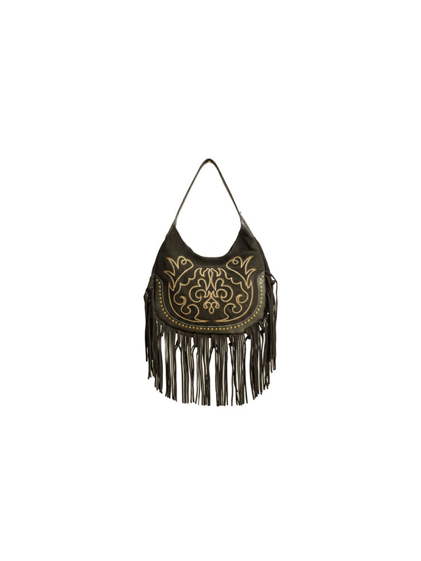 Borsa in camoscio con frange