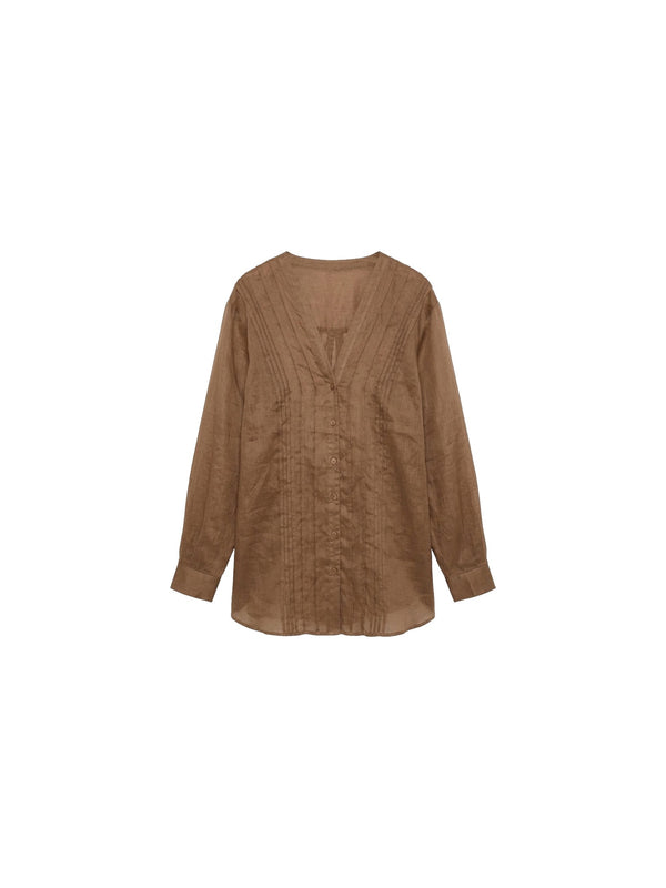 Camicia in lino con scollo a V