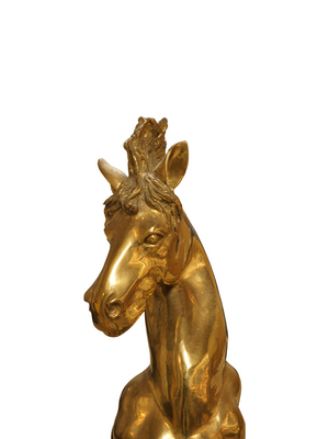 Statue de cheval cabré en laiton