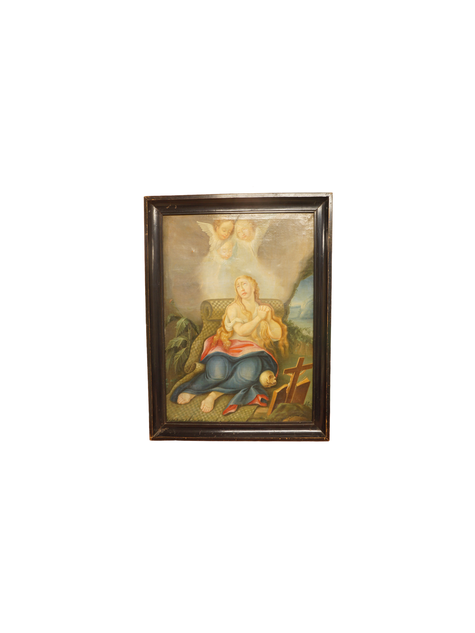 Dipinto Antico di Maria Maddalena in Estasi con Putti