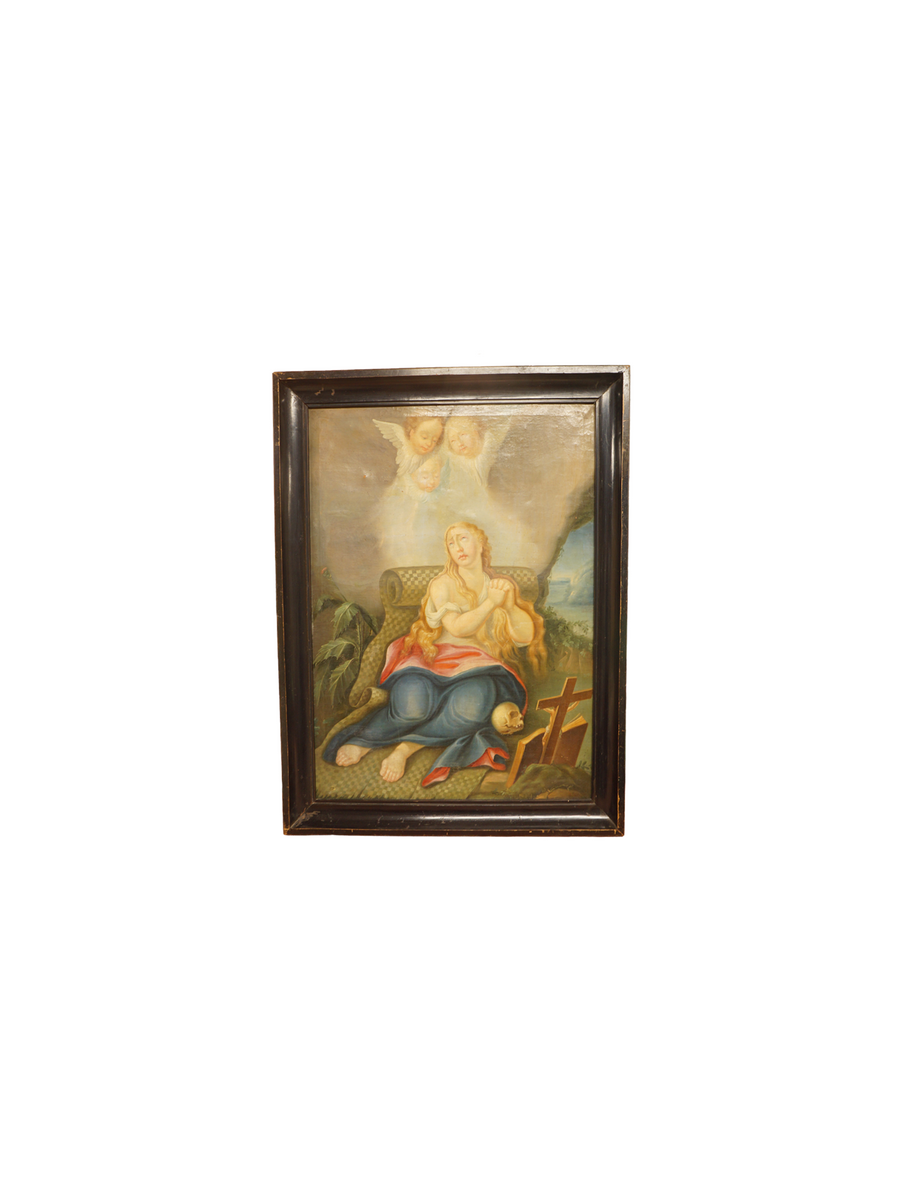 Dipinto Antico di Maria Maddalena in Estasi con Putti